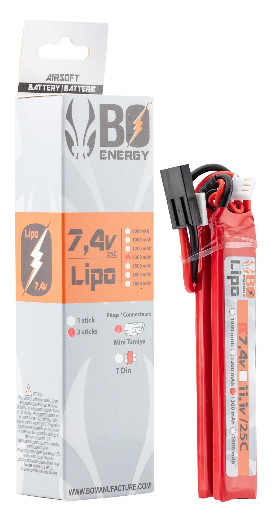2 sticks batterie Lipo 2S 7.4V 1200mAh 25C