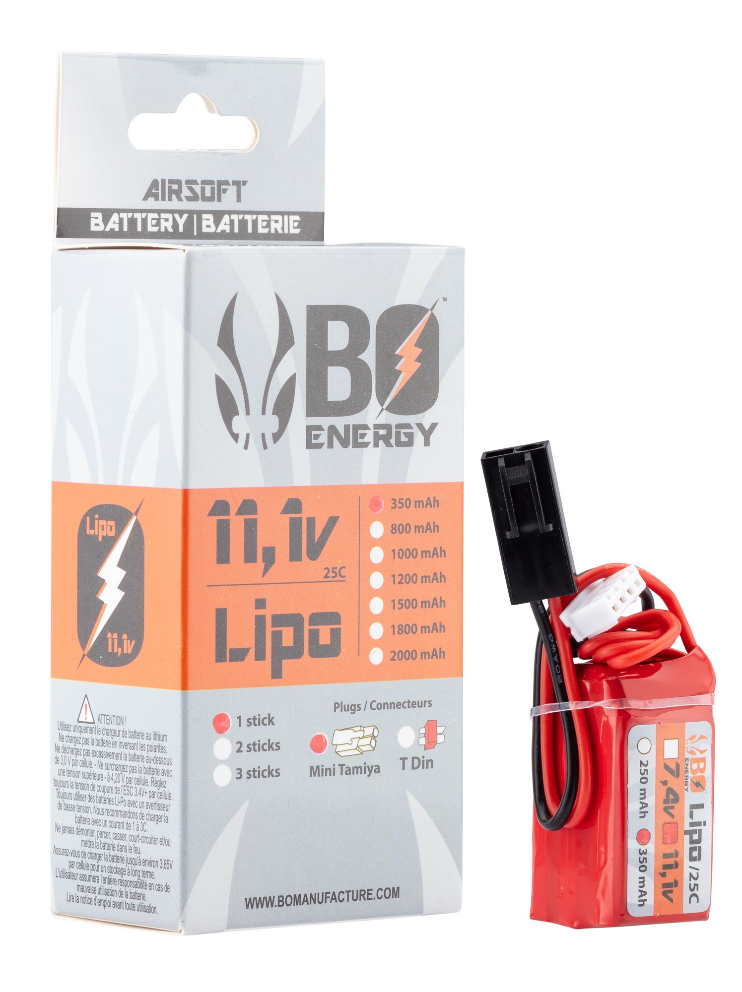 HPA Batterie LiPo 3S 11,1v 350mAh 25C (BO) - Puissance Maximale!